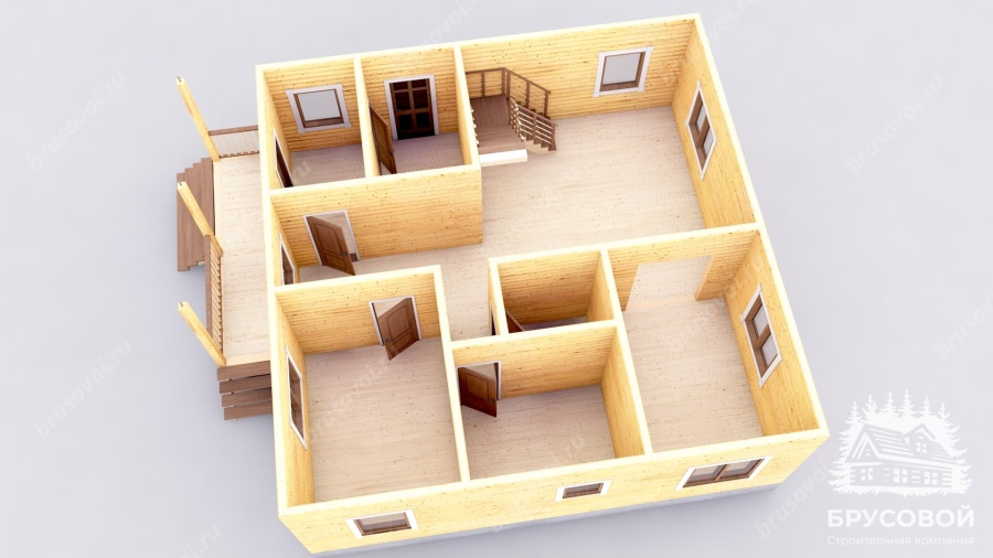 3d План первого этажа проект БРУСОВОЙ №-155