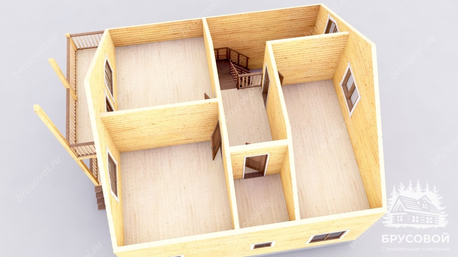 3d План второго этажа проект БРУСОВОЙ №-155