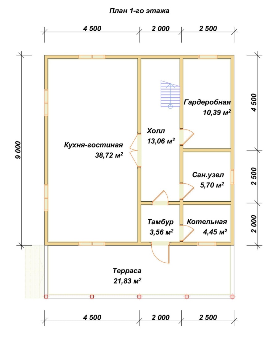 План первого этажа проект БРУСОВОЙ №-156