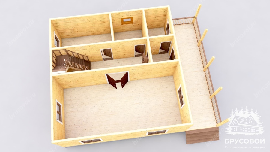 3d План первого этажа проект БРУСОВОЙ №-156