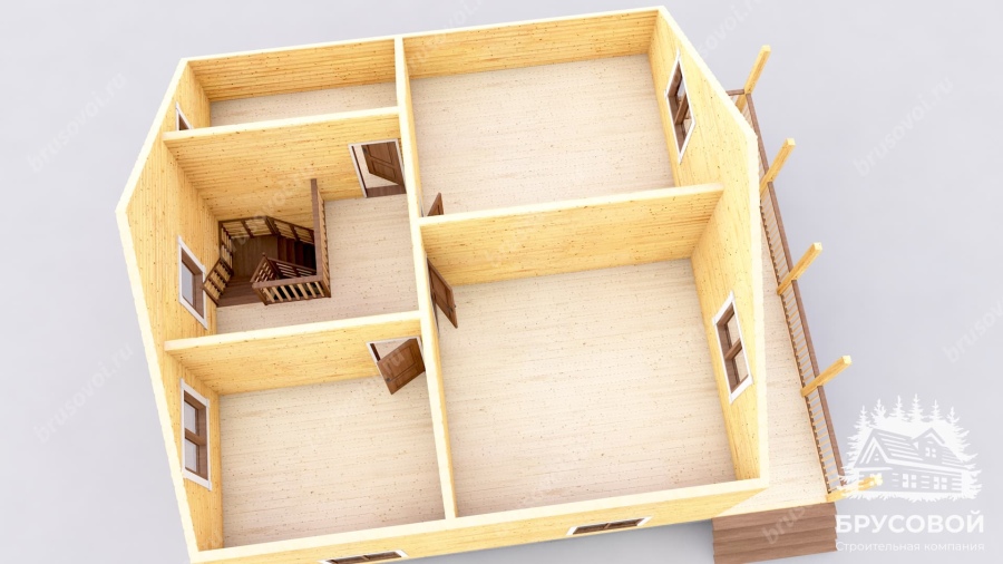 3d План второго этажа проект БРУСОВОЙ №-156