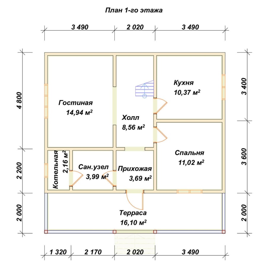План первого этажа проект БРУСОВОЙ №-157