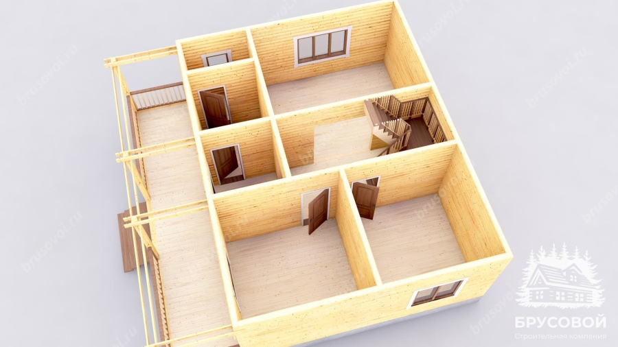 3d План первого этажа проект БРУСОВОЙ №-157