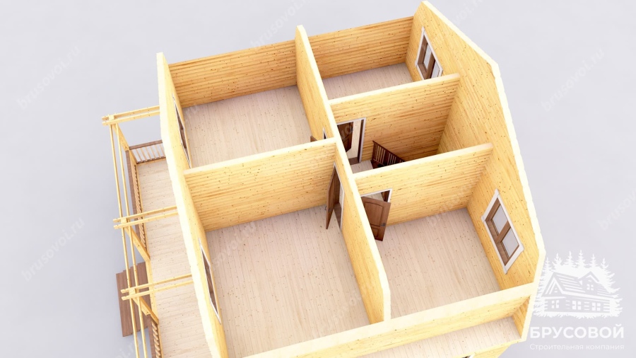 3d План второго этажа проект БРУСОВОЙ №-157