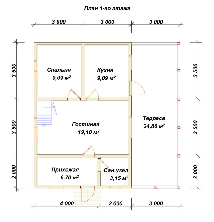 План первого этажа проект БРУСОВОЙ №-158