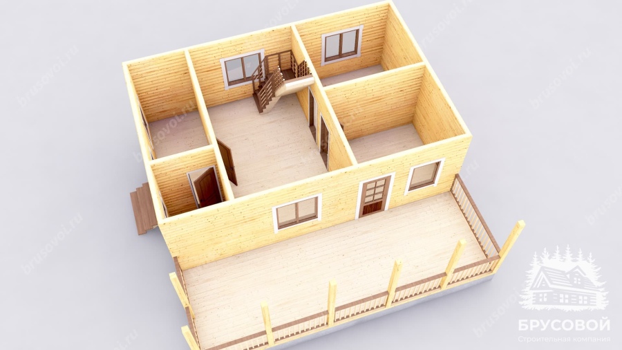 3d План первого этажа проект БРУСОВОЙ №-158