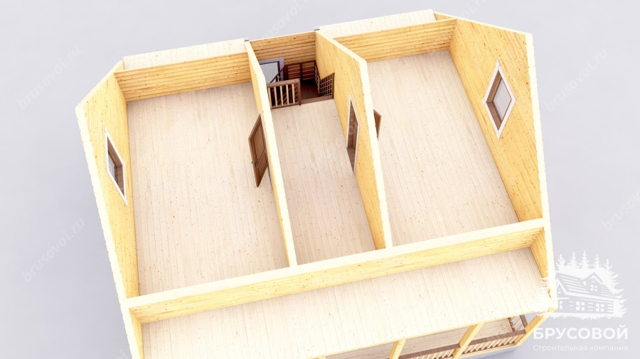 3d План второго этажа проект БРУСОВОЙ №-158