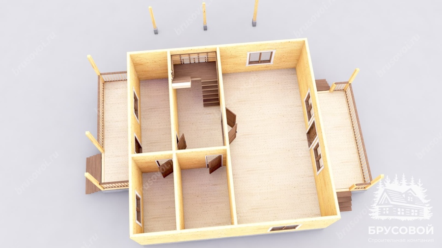 3d План первого этажа проект БРУСОВОЙ №-159