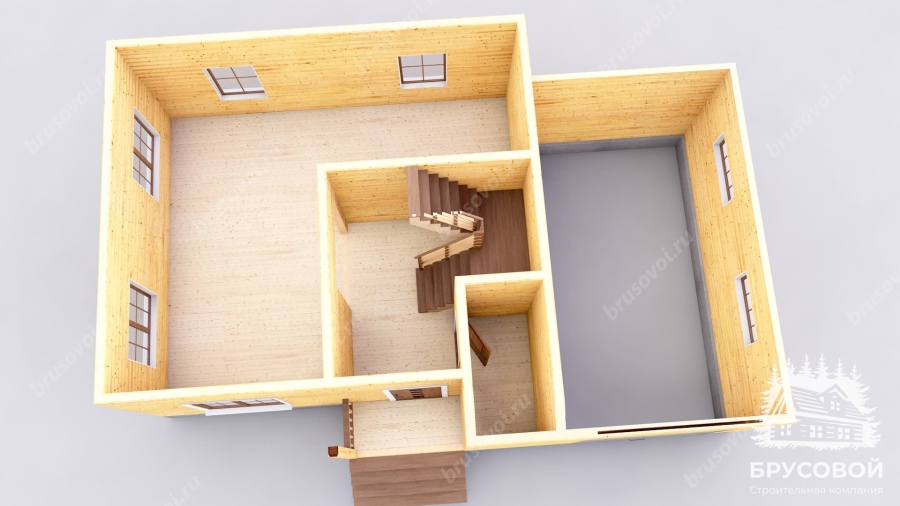 3d План первого этажа проект БРУСОВОЙ №-16