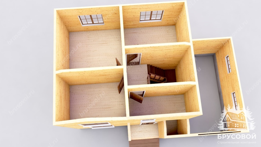 3d План второго этажа проект БРУСОВОЙ №-16
