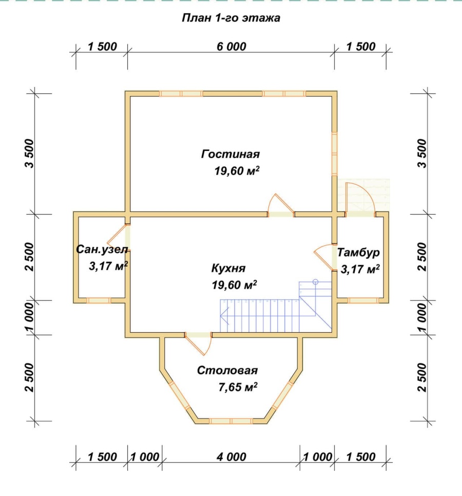 План первого этажа проект БРУСОВОЙ №-160