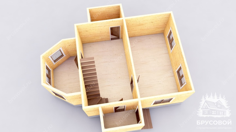 3d План первого этажа проект БРУСОВОЙ №-160