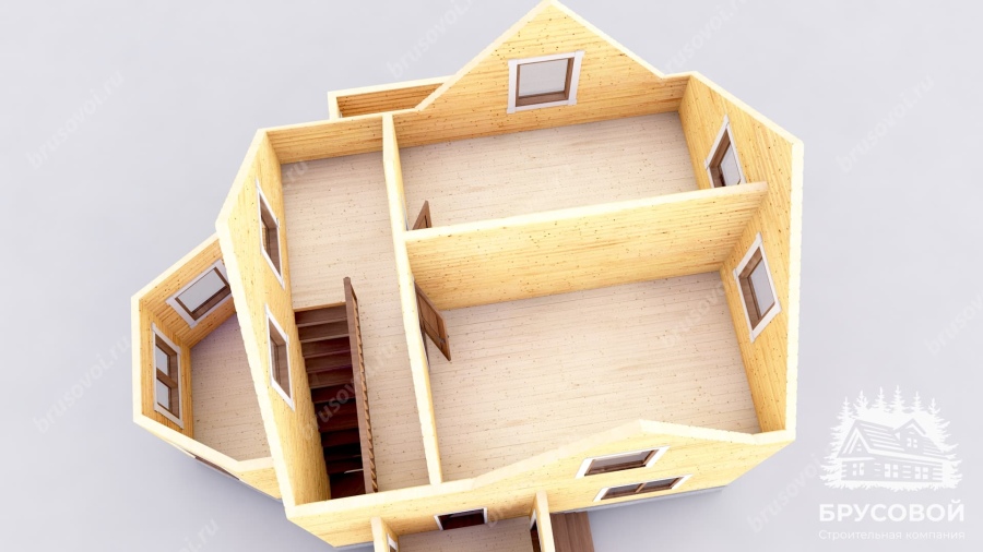 3d План второго этажа проект БРУСОВОЙ №-160