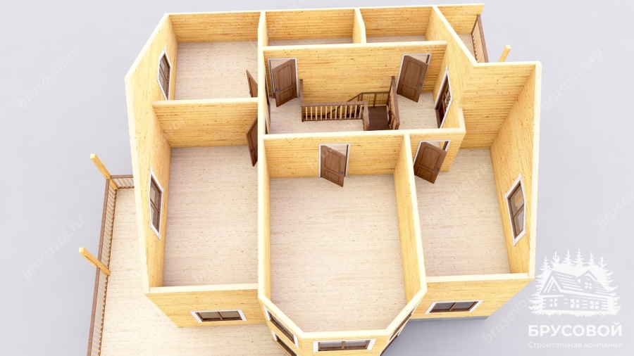 3d План второго этажа проект БРУСОВОЙ №-164