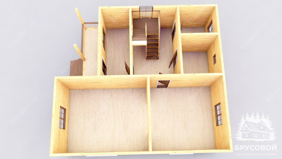 3d План первого этажа проект БРУСОВОЙ №-165