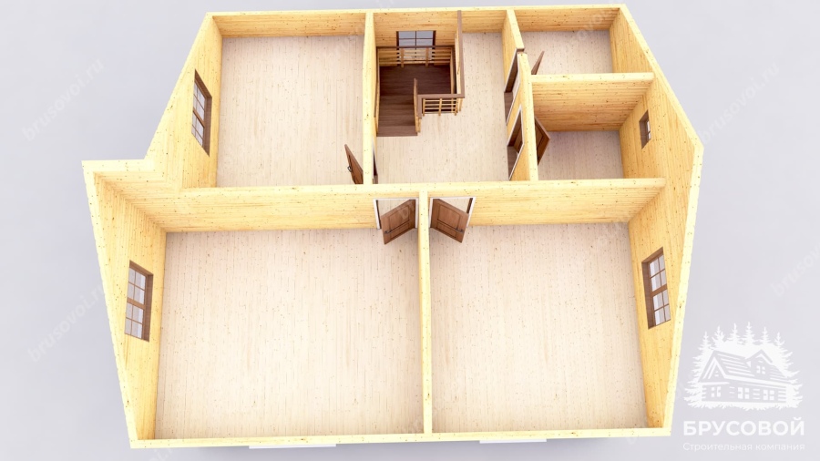 3d План второго этажа проект БРУСОВОЙ №-165