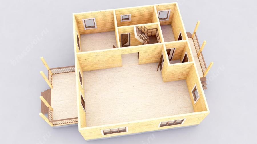 3d План первого этажа проект БРУСОВОЙ №-166