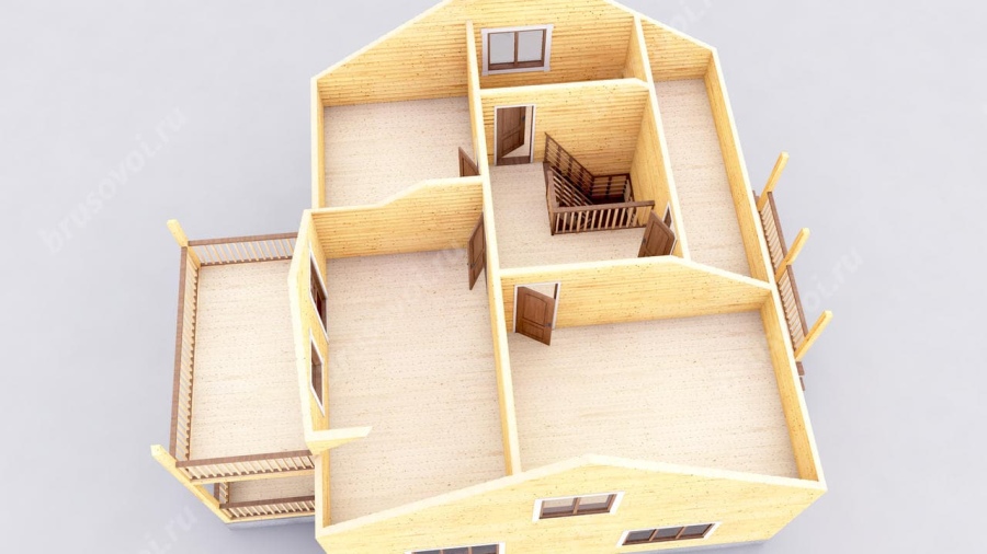 3d План второго этажа проект БРУСОВОЙ №-166