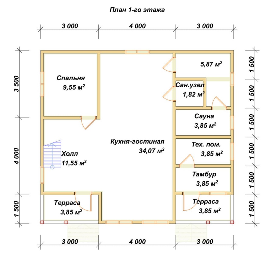 План первого этажа проект БРУСОВОЙ №-167