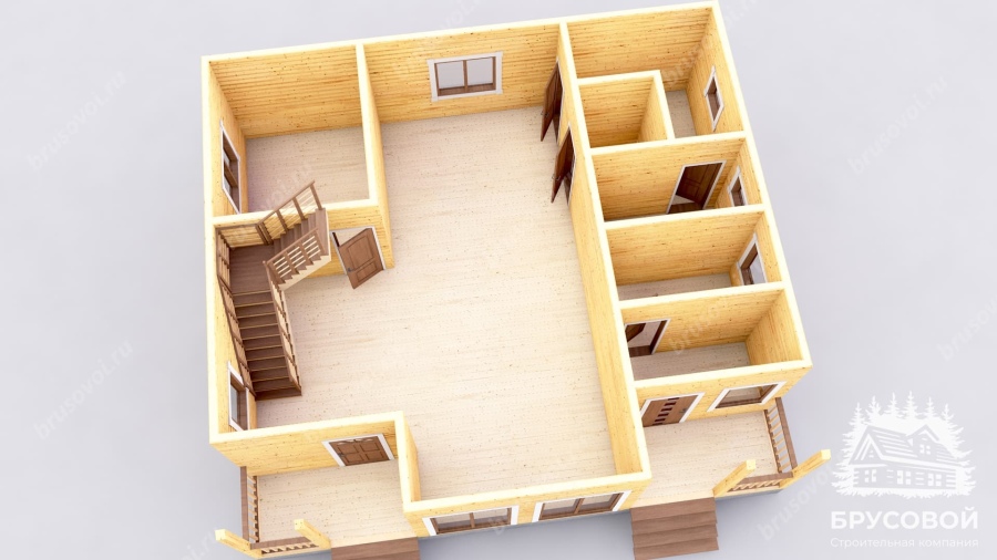 3d План первого этажа проект БРУСОВОЙ №-167