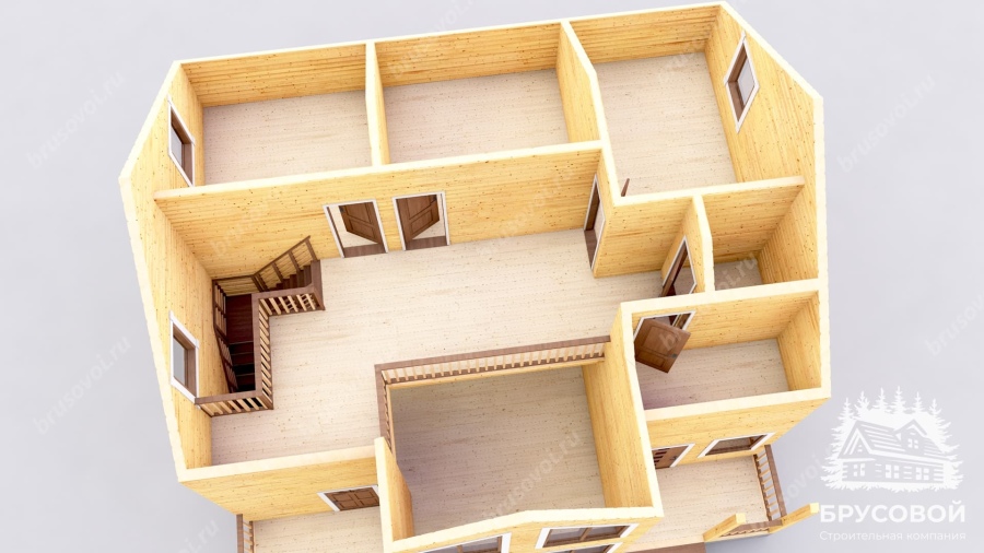 3d План второго этажа проект БРУСОВОЙ №-167