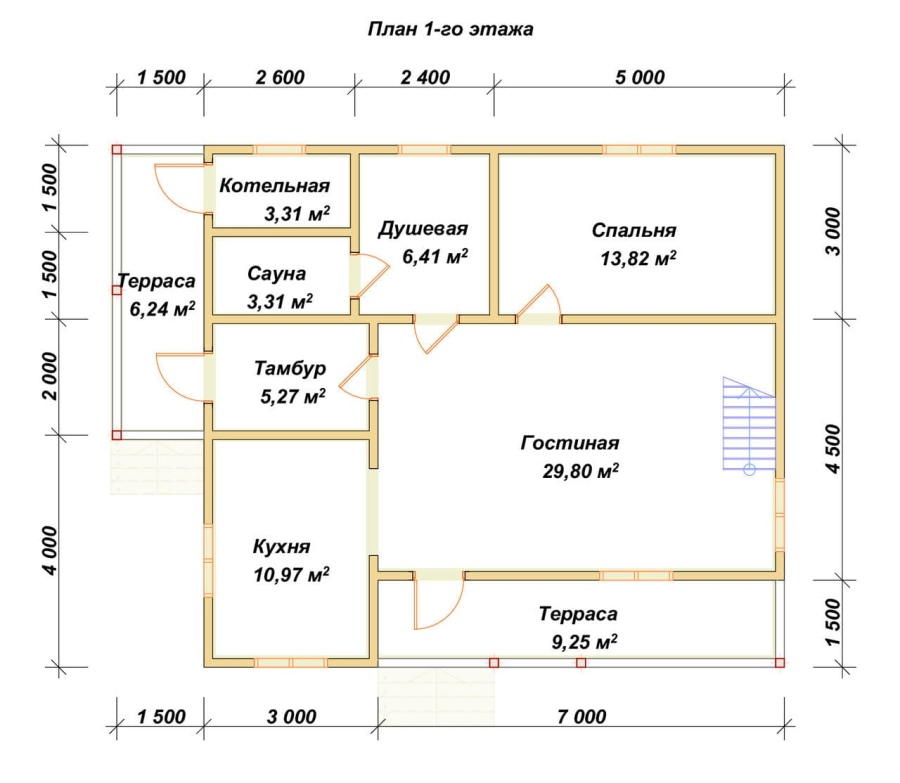 План первого этажа проект БРУСОВОЙ №-168