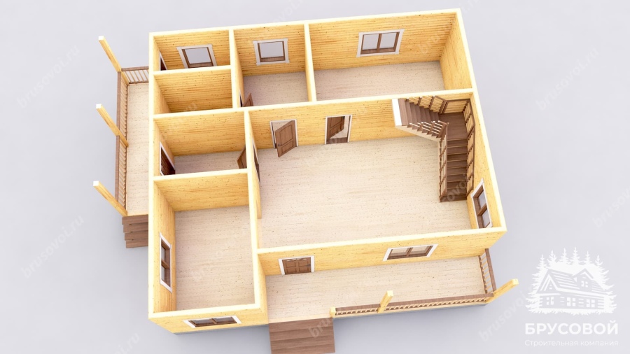 3d План первого этажа проект БРУСОВОЙ №-168