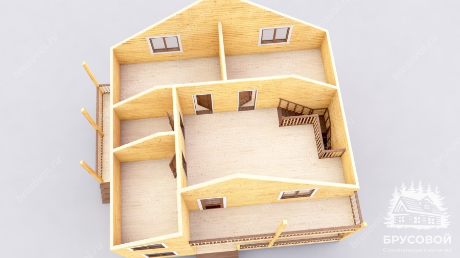 3d План второго этажа проект БРУСОВОЙ №-168