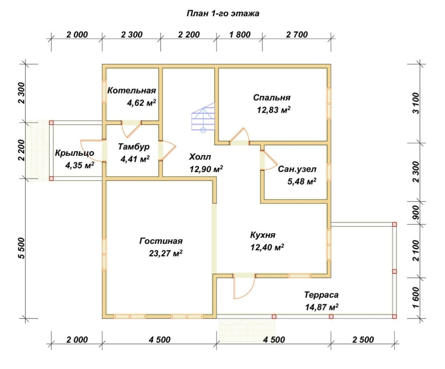 План первого этажа проект БРУСОВОЙ №-169