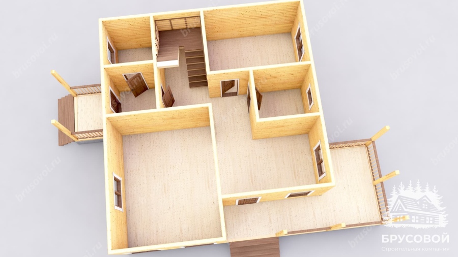 3d План первого этажа проект БРУСОВОЙ №-169