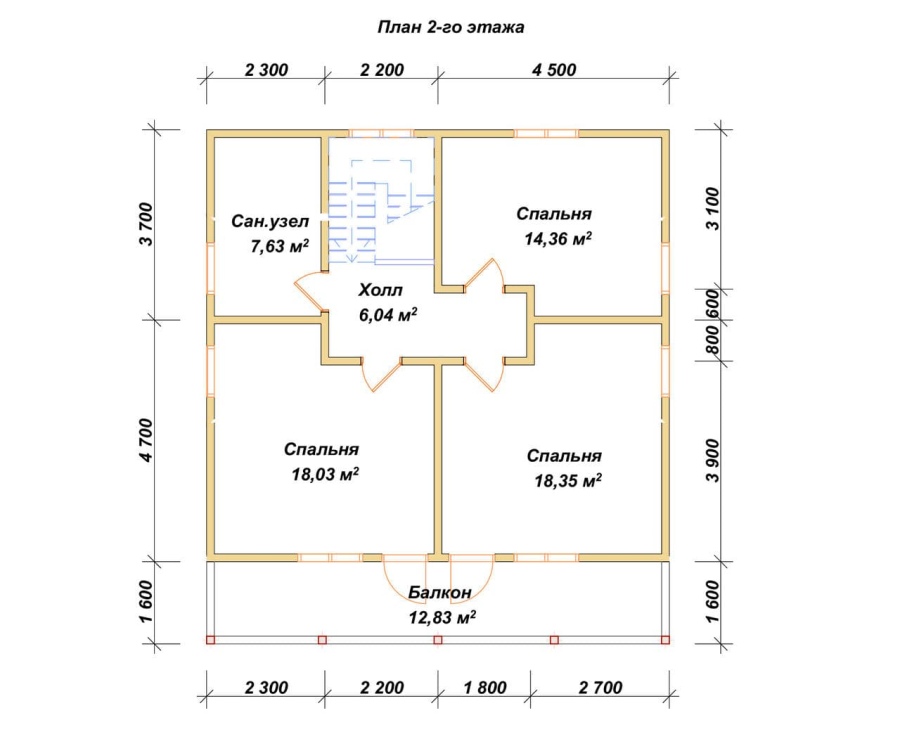 План второго этажа проект БРУСОВОЙ №-169