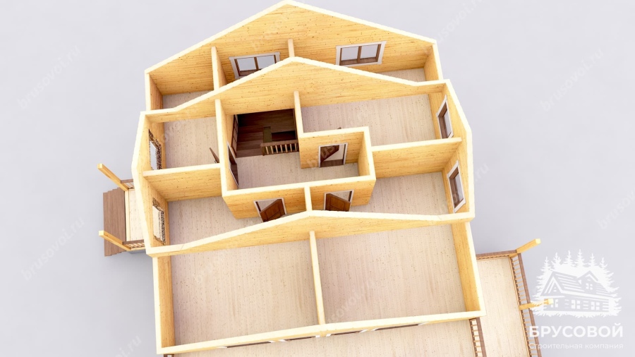 3d План второго этажа проект БРУСОВОЙ №-169