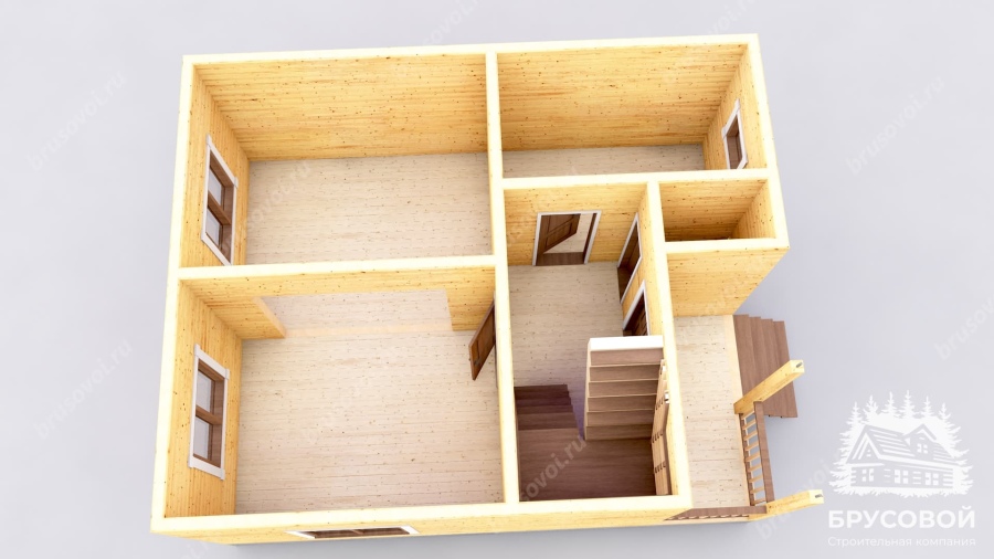 3d План первого этажа проект БРУСОВОЙ №-17