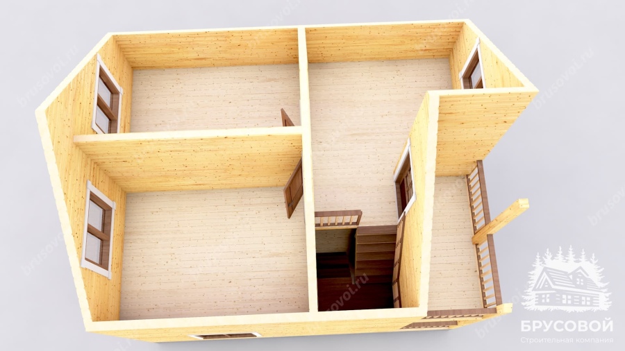 3d План второго этажа проект БРУСОВОЙ №-17