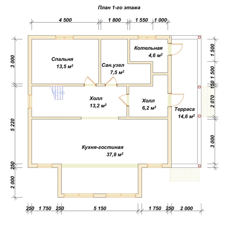 План первого этажа проект БРУСОВОЙ №-170