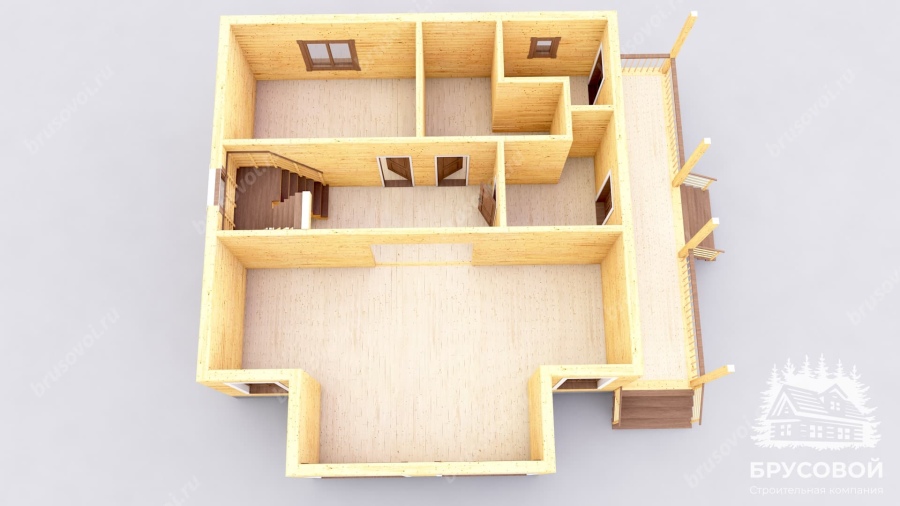 3d План первого этажа проект БРУСОВОЙ №-170