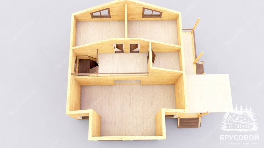 3d План второго этажа проект БРУСОВОЙ №-170