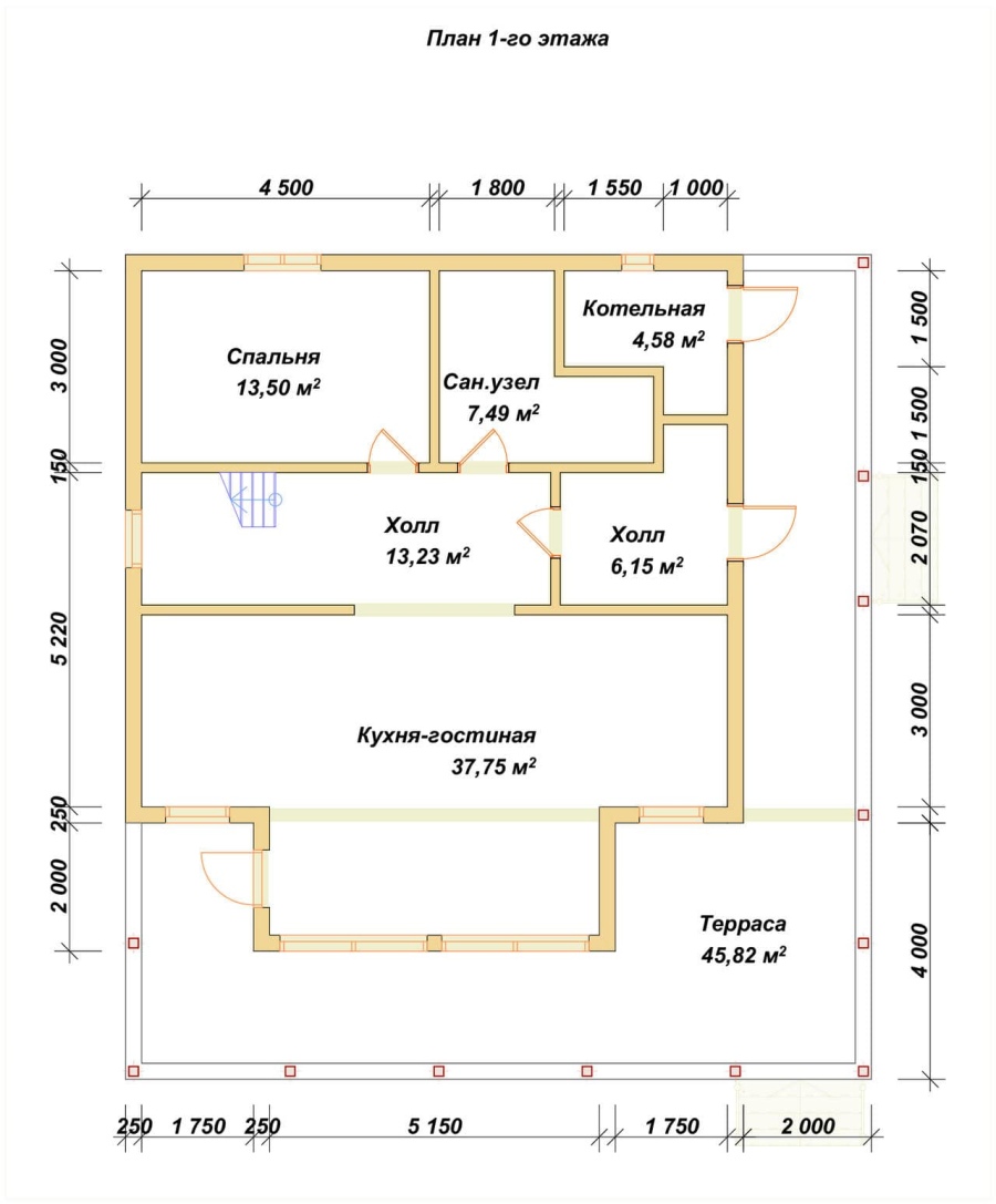 План первого этажа проект БРУСОВОЙ №-171