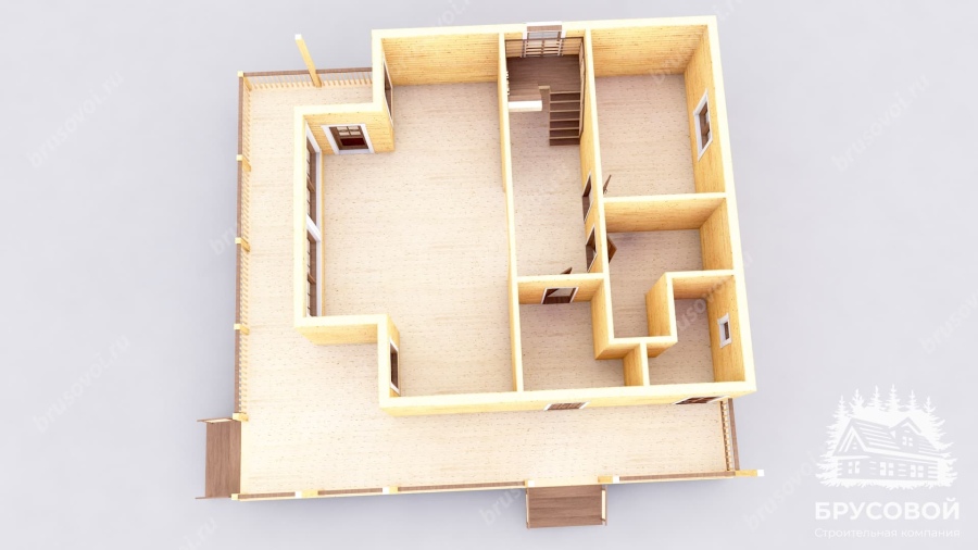 3d План первого этажа проект БРУСОВОЙ №-171