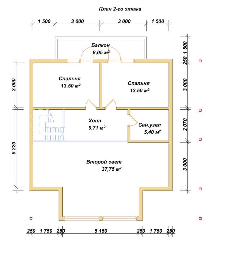 План второго этажа проект БРУСОВОЙ №-171