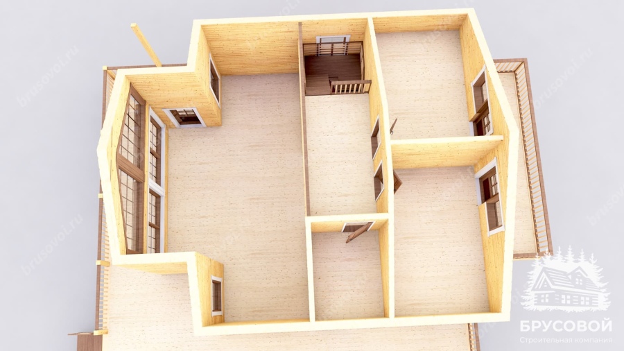 3d План второго этажа проект БРУСОВОЙ №-171