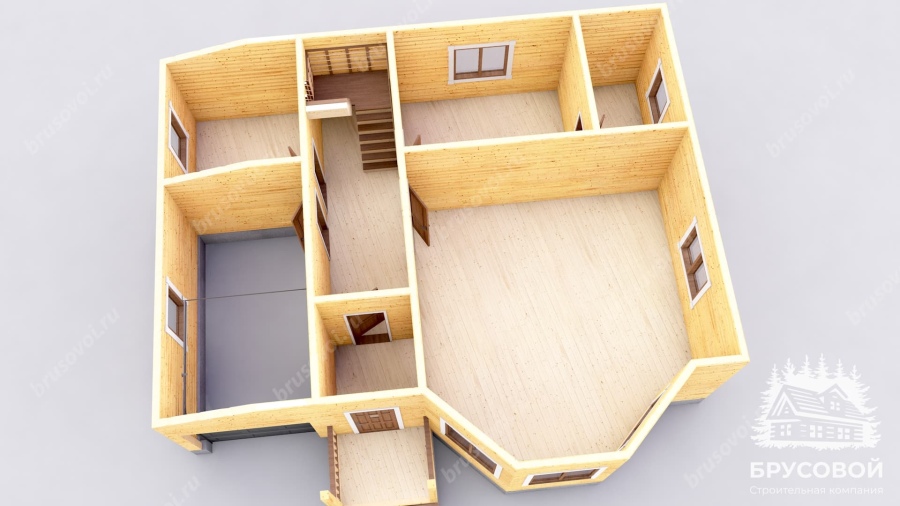 3d План первого этажа проект БРУСОВОЙ №-172