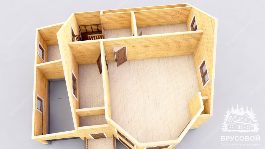 3d План второго этажа проект БРУСОВОЙ №-172