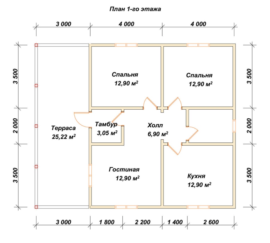 План первого этажа проект БРУСОВОЙ №-173