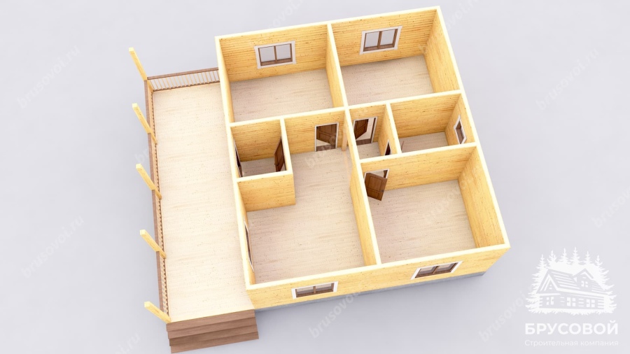 3d План первого этажа проект БРУСОВОЙ №-173