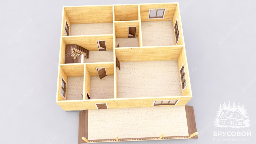 3d План первого этажа проект БРУСОВОЙ №-174