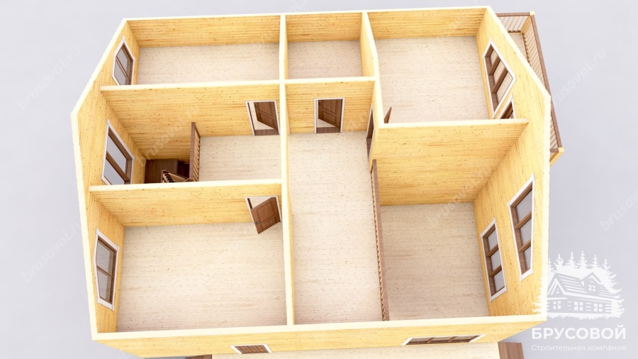 3d План второго этажа проект БРУСОВОЙ №-174