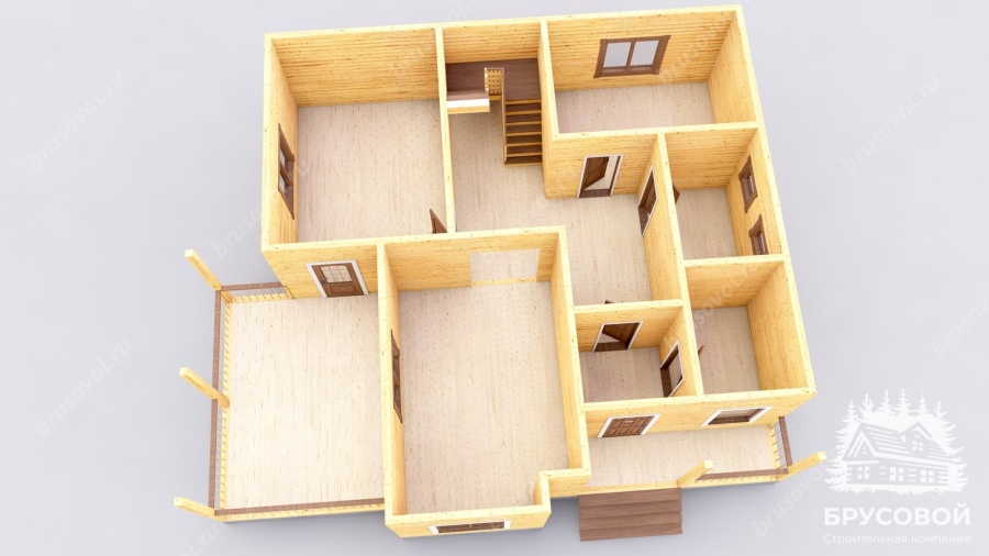 3d План первого этажа проект БРУСОВОЙ №-176