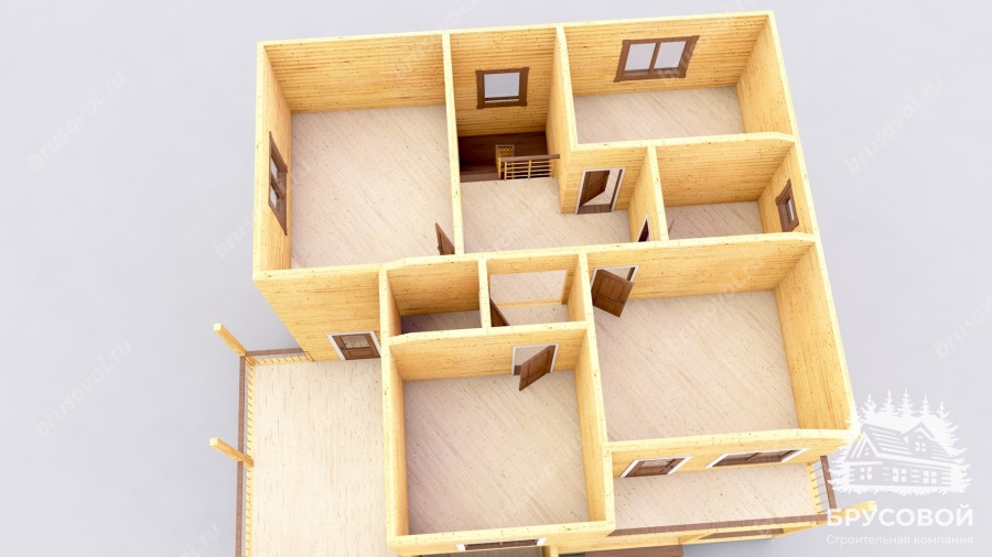 3d План второго этажа проект БРУСОВОЙ №-176