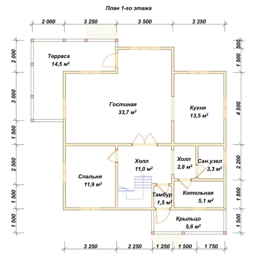 План первого этажа проект БРУСОВОЙ №-177